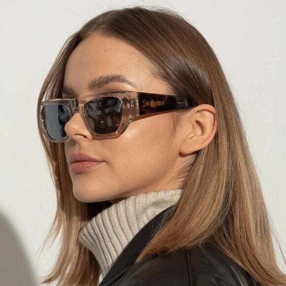 NEW SL740 003 SAINT LAURENT SUNGLASSES WOMEN SQUARE CREAM EYEWEAR SL 740 003 - Picture 4 of 5